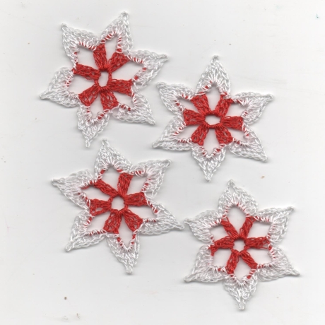 12er Set Schneesterne/Weihnachtssterne zweifarbig in echten Weihnachtsfarben rot/weiß