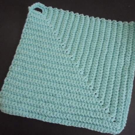 Topflappen im 2er Set aus  mintblauem Baumwollgarn, Landhausstil