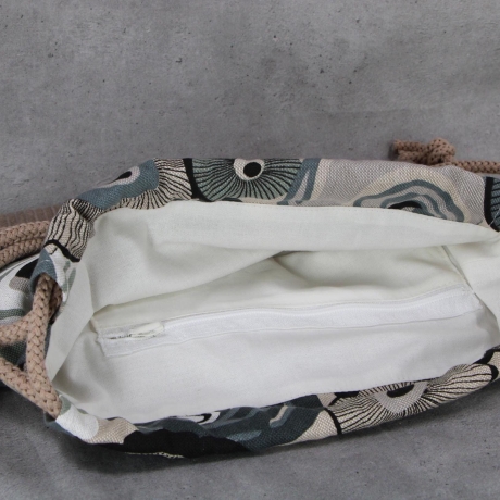 Turnbeutel beiger Cord mit Blumenmuster