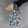 nachhaltiger Brotkorb, Lunchbag Tragegriff groß blaue Dreiecke