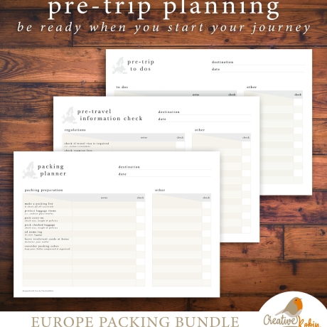 PACKING LIST PLANNER | Europe packing planner | Travel planner | Vacation packing checklist |  Travel checklist | Vacation list | Printable