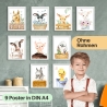 9er FarmTier Poster-Set fürs Kinderzimmer I Fohlen, Ferkel, Kalb, Entenküken uvm. als süße Babyzimmer Deko I ohne Rahmen I CreativeRobin
