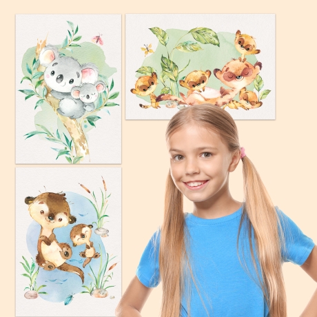 Exotische Mutter & Baby Tiere Poster-Set fürs Kinderzimmer I Babyzimmer Deko I ohne Rahmen I CreativeRobin