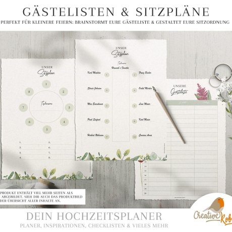 STANDESAMT PLANER • HOCHZEITSPLANER deutsch • Hochzeitsplaner Pdf • Hochzeitsplanung zum Ausdrucken • Hochzeit planen Checkliste •