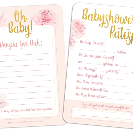 Babyparty Spiel mit Baby Quiz • 25 Karten • Babyshower