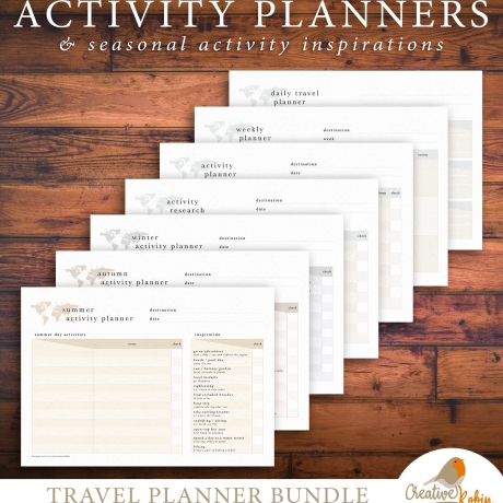 Reiseplaner zum Ausdrucken • Mit Weltkarte • Routenplaner • Budgetplaner • Packlisten • Reisetagebuch • Notizseiten uvm.