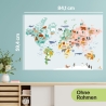 Weltkarte mit süßen Tiermotiven für Kinderzimmer, Kindergarten & Grundschule | A1 Größe | CreativeRobin