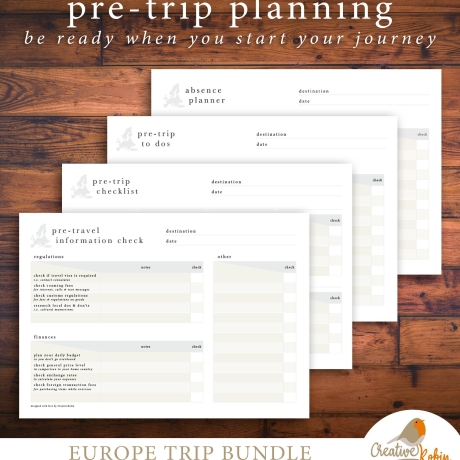Printable TRAVEL PLANNER EUROPE Trip Planner • Europe Map Travel • Vacation Journal & Travelers Notebook