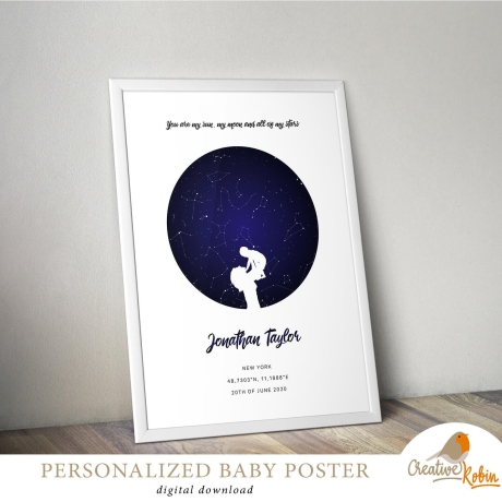 Baby Birth STAR MAP | Personalized Constellation Map | Night Sky Print | Sky Map Printable | Star Chart | Star Map by date | Digitaldownload