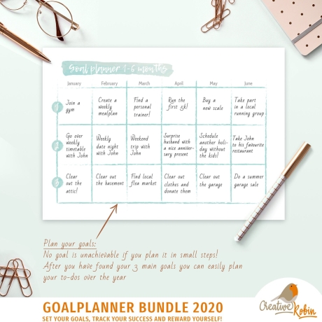 Yearly GOAL PLANNER 2023 • Goal Planning CALENDER • Monthly Goal Setting Planner • Goal Worksheet & Journal • Printable Goal Planner Kit