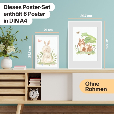 6er Boho Waldtiere Poster-Set fürs Kinderzimmer I Babyzimmer Deko I ohne Rahmen I CreativeRobin