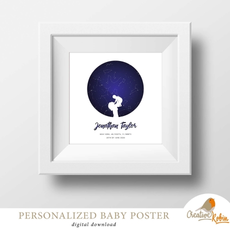 Baby Birth STAR MAP | Personalized Constellation Map | Night Sky Print | Sky Map Printable | Star Chart | Star Map by date | Digitaldownload