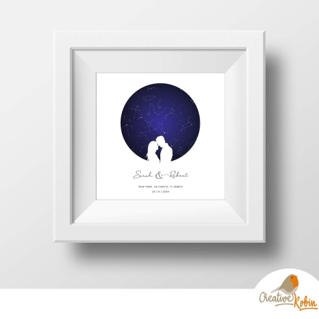 Couple STAR MAP | Wedding Night Sky Print | Personalized Constellation Map | Star Chart | Star Map by date | Printable | Digital download