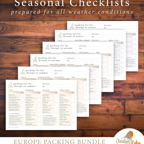 PACKING LIST PLANNER | Europe packing planner | Travel planner | Vacation packing checklist |  Travel checklist | Vacation list | Printable