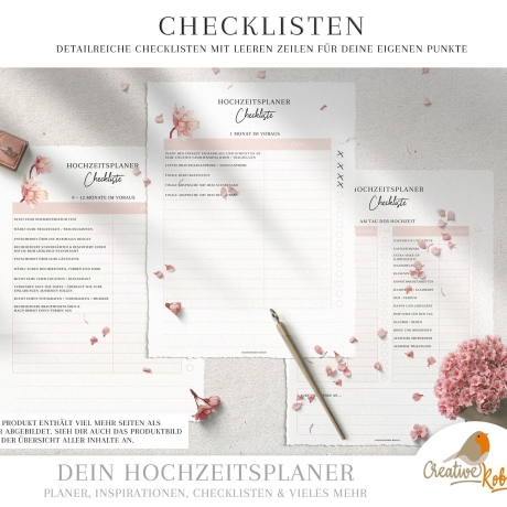 STANDESAMT PLANER • HOCHZEITSPLANER deutsch • Hochzeitsplaner Pdf • Hochzeitsplanung zum Ausdrucken • Hochzeit planen Checkliste •
