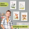 8er Waldtier Poster-Set fürs Kinderzimmer I Süße Babyzimmer Deko mit Elch, Biber, Häschen, Dachs & co. I ohne Rahmen I CreativeRobin