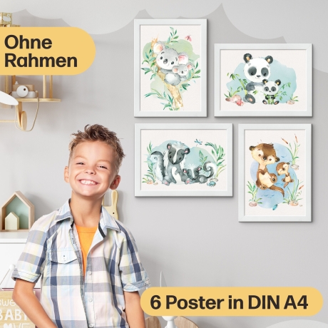 Exotische Mutter & Baby Tiere Poster-Set fürs Kinderzimmer I Babyzimmer Deko I ohne Rahmen I CreativeRobin