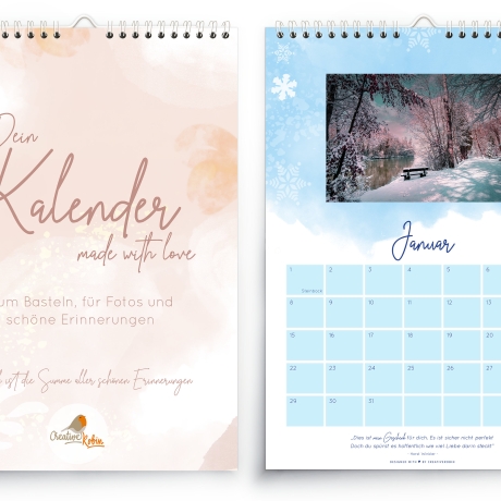 Fotokalender & Bastelkalender mit charmanten Sprüchen auf allen Seiten I Jahresunabhängiger Wandkalender I CreativeRobin