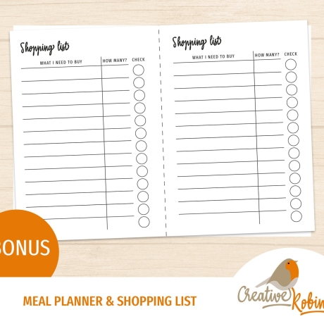 DAILY MEAL PLANNER | Weekly Meal Planner | 7 Day Meal planner with Shopping CheckList pdf | Meal Preparation Printable Planner