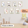 7er Poster Set mit süßen Baby Tieren Afrikas | Baby Löwe, Zebra, Giraffe und co. | DIN A4 | ohne Rahmen | CreativeRobin
