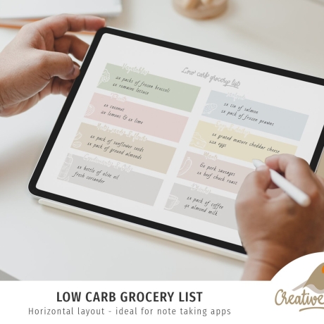 Low Carb Grocery List printable | Low Carb Food List | Low Carb Diet | Grocery planner | Low Carb Meal Planner | Healthy Menu Low Carb List