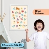 ABC Poster mit Tier Alphabet | fürs Kinderzimmer, Kindergarten & Grundschule | orange A3 Größe | CreativeRobin