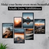 CreativeRobin Poster Set als Wohnzimmer Deko | 4x A3 + 2x A4 Wandbilder Collage | ohne Rahmen » Bergpanorama mit Sonnenuntergang «