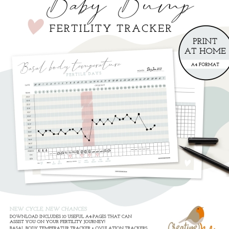 Baby Bump Planner | Fertility tracker for Pregnancy | Ovulation Tracker & Test Chart | Printable Planner