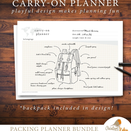 PACKING LIST PLANNER | Packing Planner | Vacation Packing Checklist | Travel Checklist | Travel Packing List Backpacking Women | Printable