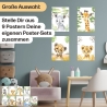 9er Poster Set mit Tieren Afrikas fürs Kinderzimmer I Löwe, Giraffe, Affe, Zebra uvm. als süße Babyzimmer Deko I ohne Rahmen I CreativeRobin