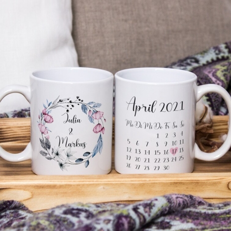 Hochzeitstasse | Tasse personalisiert | Tasse mit Kalender