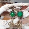 Ohrhänger keltischer Knoten bronzefarben mit Jadestein-Cabochon