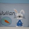 Windeltasche Kulturtasche Hase Möhrchen hellblau mit Namen W189