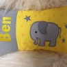 Kissen Elefant grau gelb & Wunschnamen W1059