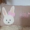 Kissen Hase Hasenmädchen Punkte beige, hell & Wunschnamen W972