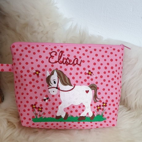 Windeltasche Pferd Pferdchen rosa Dots mit Namen W164