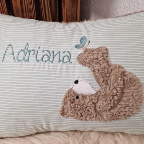 Kissen Bär Teddy Schmetterling mint Streifen (kräftig) Namen W988