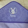 Babybadetuch Kapuzenhandtuch Hase flieder & Wunschname W330