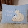 Kissen Bär Teddy Eisbär Schmetterling hellblau Waffel Namen W964