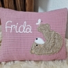 Kissen Bär Teddy Schmetterling altrosa Waffel & Wunschnamen W797