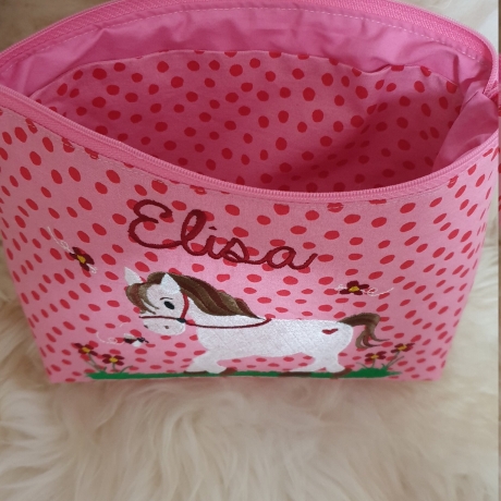 Windeltasche Pferd Pferdchen rosa Dots mit Namen W164