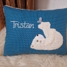 Kissen Eisbär Teddy Schmetterling petrol Punkte & Namen W852