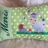 Kissen Esel mit Igelchen grün & Wunschnamen W997