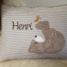 Kissen Bär Teddy Schmetterling beige Streifen & Wunschnamen W716