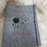 Zeugnismappe Pusteblume schwarz pink Wollfilz mit Namen W107