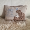 Kissen Bär Teddy Schmetterling beige Karo 3 & Wunschnamen W719