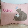 Kissen Bär Teddy Schmetterling rosa Punkte & Wunschnamen W786