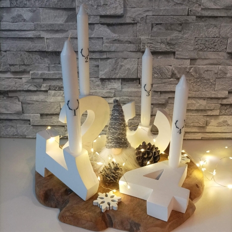 Adventskranz modern, Adventskranz aus Zahlen, Zahlen Advent 1234