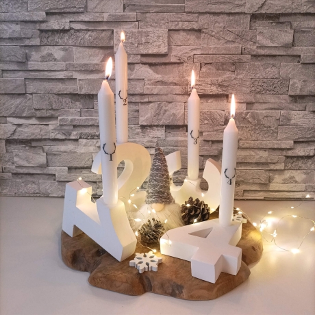 Adventskranz modern, Adventskranz aus Zahlen, Zahlen Advent 1234