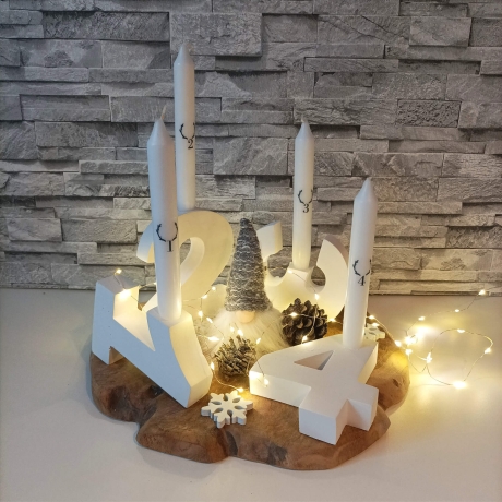 Adventskranz modern, Adventskranz aus Zahlen, Zahlen Advent 1234